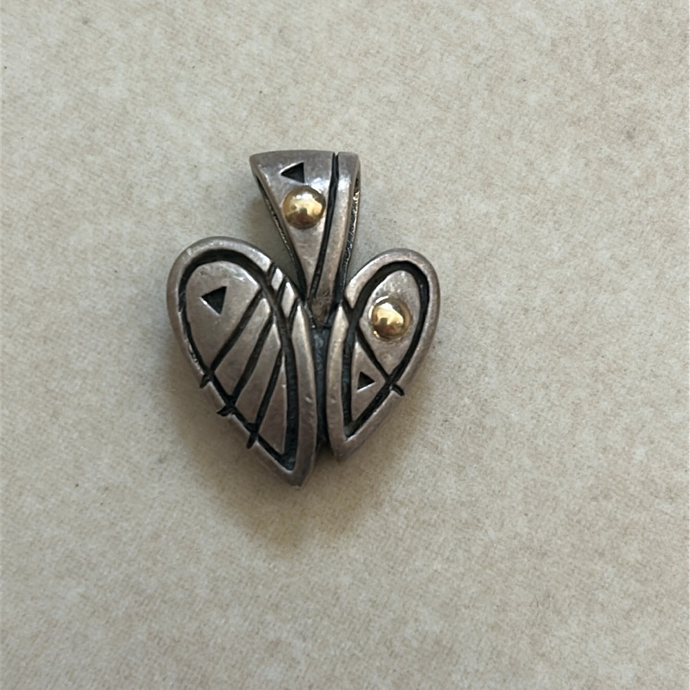 John Atencio sterling silver and 18 K gold heart pendant - Picture 2 of 3